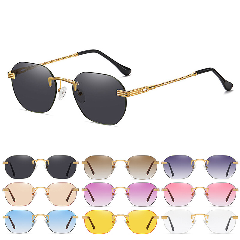 Vintage Rimless Sunglasses Rectangle Frameless Classic Retro UV400 Protection Vintage Rimless Rectangle Sunglasses Women Men 80s Frameless  main image 4