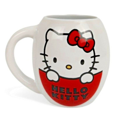 Sanrio Hello Kitty I Love Apples 18 oz. Oval Barrel Ceramic Tea Coffee Mug