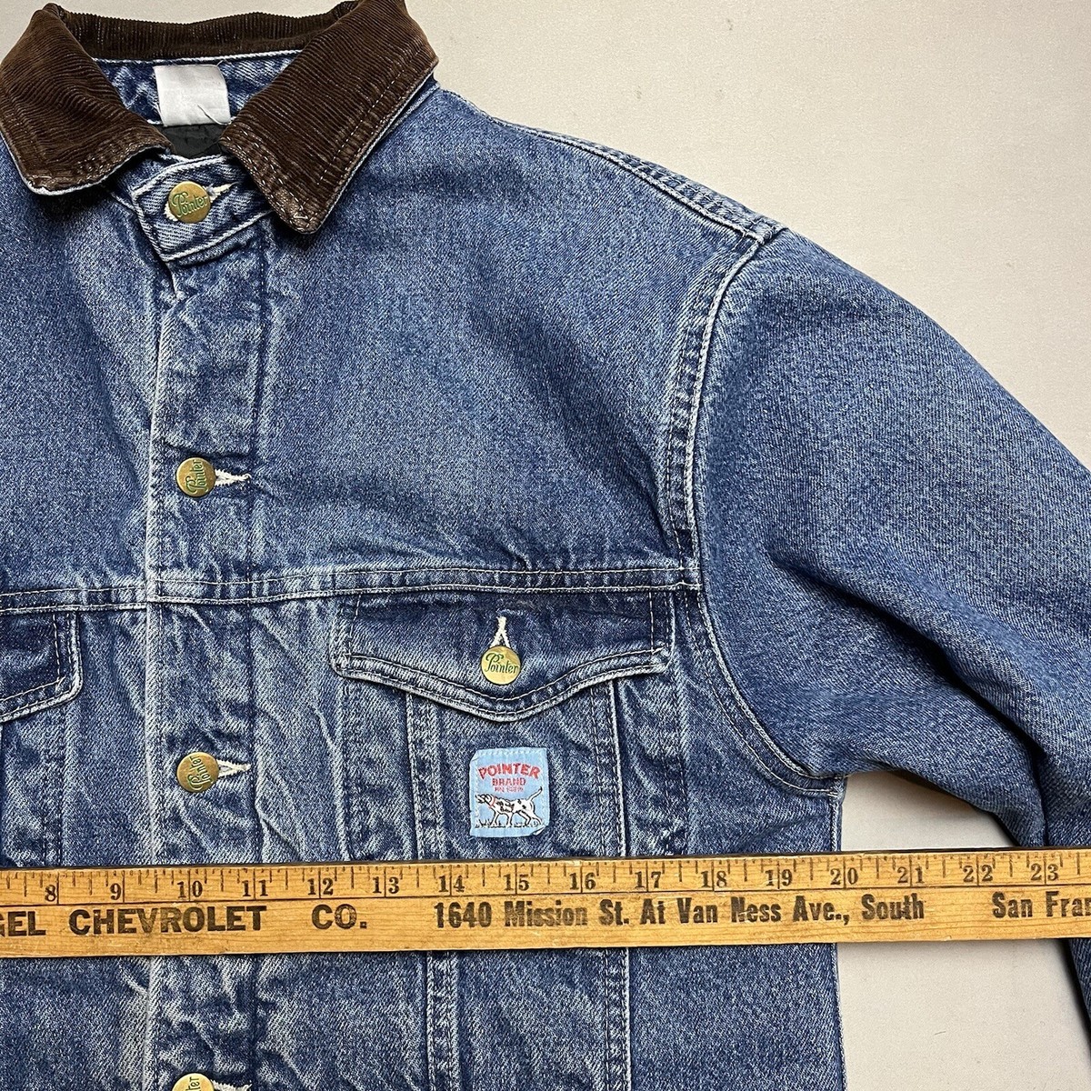 POINTER(ポインター) LINED DENIM JEAN JACKET Vintage Pointer Brand Quilt Lined Denim Chore Coat Barn