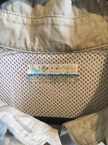 Columbia PFG Tan Khaki Vented Fishing Shirt Size Large Short Sleeve Pockets - Picture 4 of 4