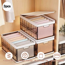 3PCS Foldable Storage Cube Basket Bins Organizer Closet Container Removable Lids