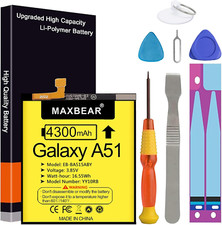 Galaxy A51 Battery, Upgraded 4300Mah 3.85V Li-Polymer Replacement Battery EB-B