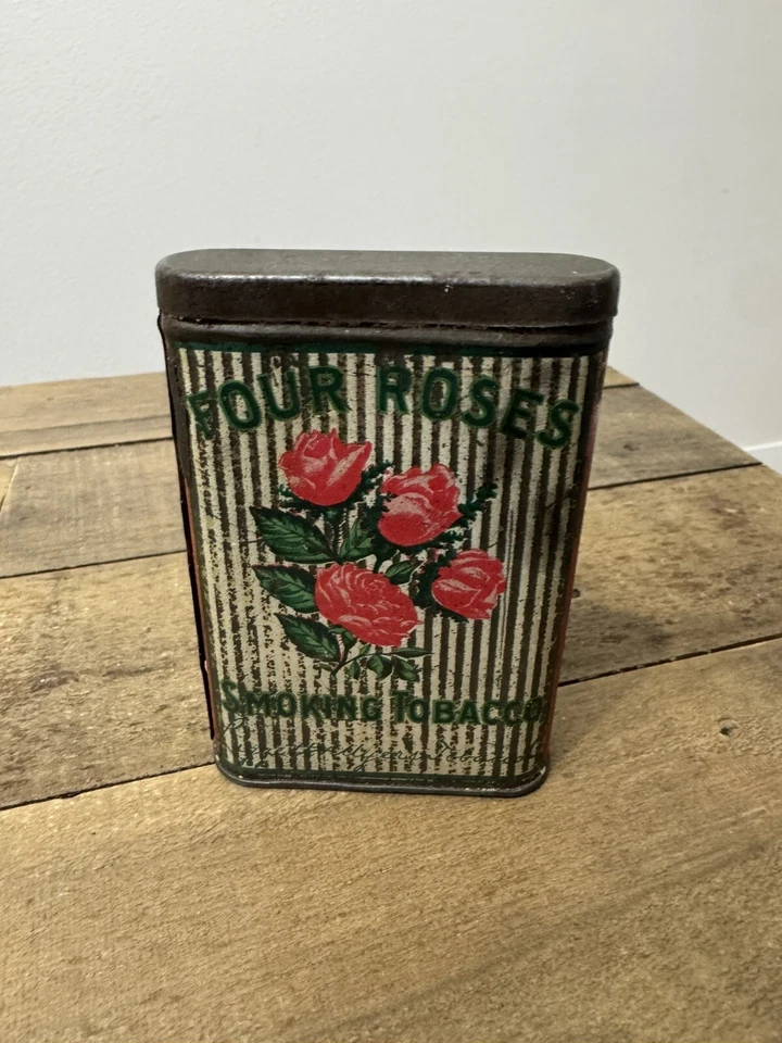 VINTAGE RARE ADVERTISING EMPTY FOUR ROSES VERTICAL  POCKET TOBACCO TIN - Image 4 of 4