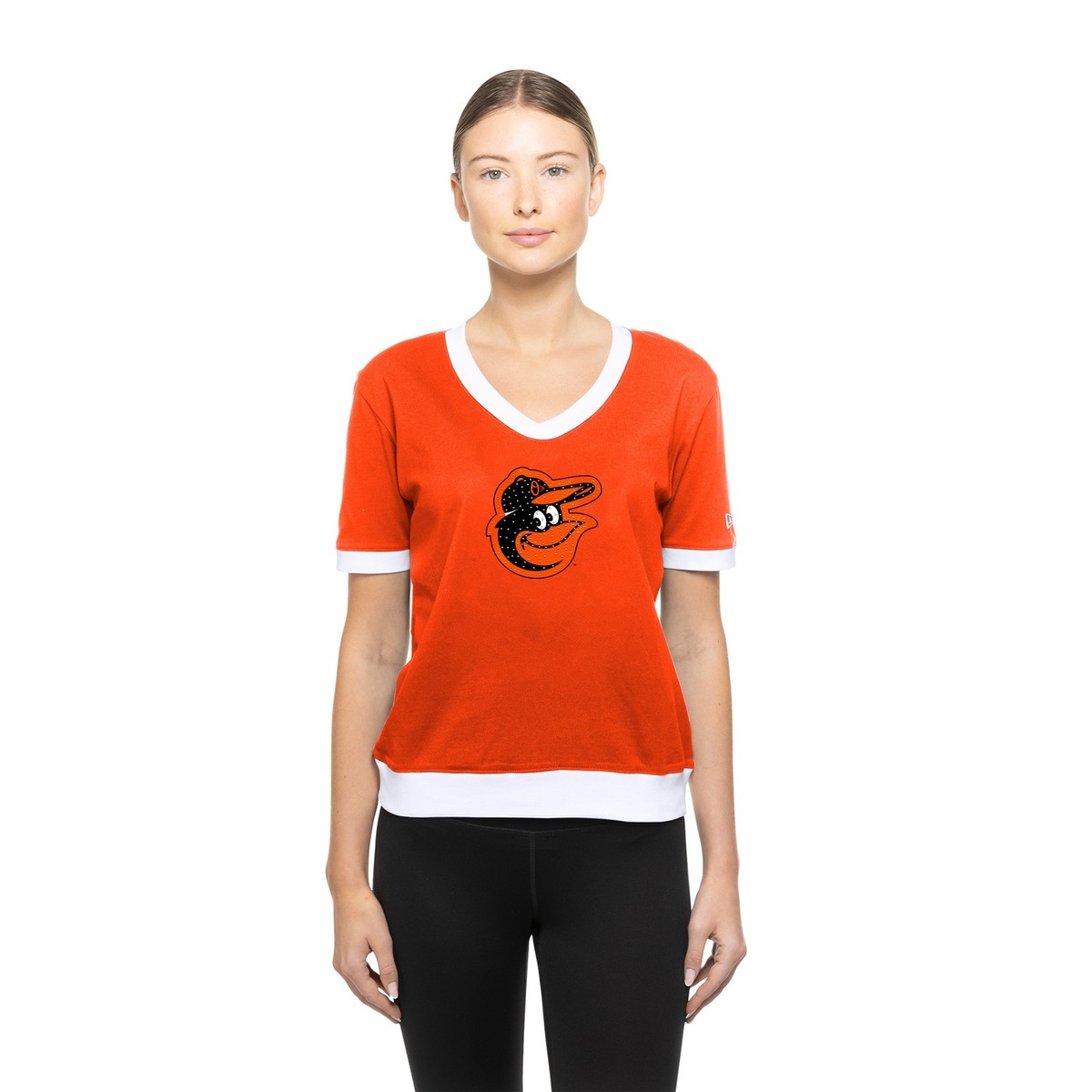 売れ筋商品|||ニューエラ カットソー トップス レディース Women's Orange Baltimore Orioles Game Day Rhinestone V-Neck T-Shirt Orange Women's-New Era Orange Baltimore Orioles Game Day Rhinestone