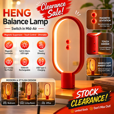 Heng Balance Lamp Designnest Switch on in Mid-Air USB Powered LED Table Red Lamp