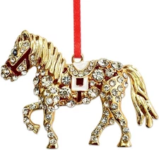 Horse Christmas Ornament 2025 - Metal Sparkly Rhinestones Breyer C-horse 