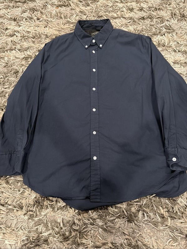 rag & bone Shirt Mens XL Blue Button Up Preppy Designer 100% Cotton Business