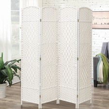 Image of 4 Panels Weave Wicker Folding Room Divider Screen Partition Wall Panel Privacy