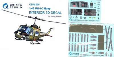 Quinta Studios 1/48 BELL UH-1C HUEY 3D DECAL COLORED INTERIOR SET Hobby Boss