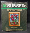 Vintage Needlepoint KIT SUNSET Tiffany Poppy Flower Stained Glass Pattern #5314
