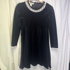 Emily West Vtg Velvet Girls 16 Lace Collar Tieback Puff Sleeve Whimsigoth Y2K