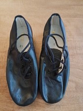 Bloch Black Lace Up Leather Dance Shoes Rubber Soles Children's 12