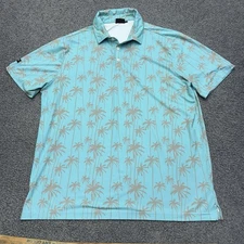 Sunday Swagger Polo Shirt Men’s XL Performance Stretch Palm Trees Hawaiian Golf