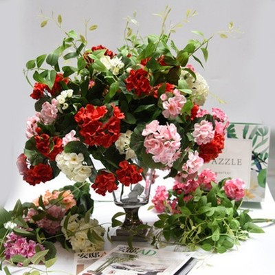 Künstliche Geranie Rot Rosa Blumen Bouquet Home Wohnzimmer Party Schreibtisch