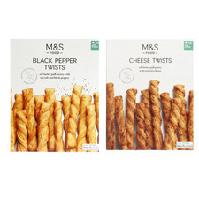M&S Snacks Twists Cheese Black Pepper Vegan All Butter Snacks to Choose