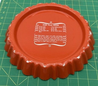 VTG Nordic Ware Metal Basic Flan Pie Pan Dish Recipe Flame Orange Ruffled Edges