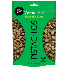 Wonderful Pistachios, No Shells Jalape o Lime Nuts, 11 Ounce Bag,New