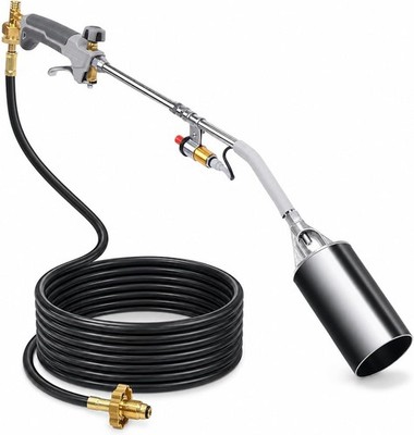Propane Torch Weed Burner, 500,000 BTU with Turbo Trigger | 10 ft Hose, Push-...