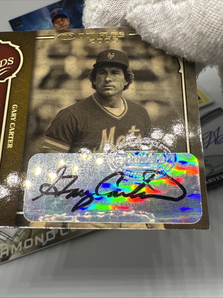 Lote de 6 tarjetas autógrafas y reliquias usadas del equipo de los Mets: Carter 6/10, DeGrom, Piazza Foto 4 de 4