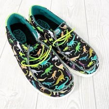 Hey Dude Wally Dino Lime Green Black Big Kid Youth Size 6 Dinosaurs