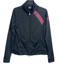 Emporio Armani EA7 Logo Track Jacket Full Zip Black  Pink Stripes Gorpcore  XL