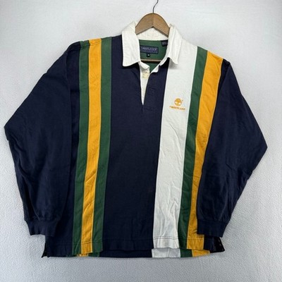 Vintage Timberland Rugby Shirt men's Medium Colorblock Vertically Striped 90s