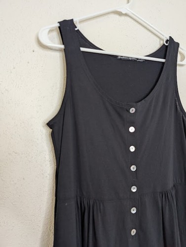 Gudrun Sjoden Women’s Black Dress Size Small 100% Cotton Lagenlook Button Up - Picture 2 of 5
