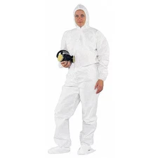 Kleenguard 49123 Hooded Disp. Coveralls, White, L, Pk24