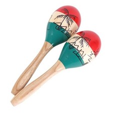 2 Pcs 9.6-Inch Wooden Maracas - Colorful Maracas for Kids and Adults, Maracas