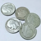 ROOSEVELT SILVER DIMES LOT OF 5 90% SILVER CIRCULATED COINS FREE SHIPPING #9829