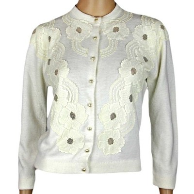 トップス Lace Trimmed Pearl Button Cardigan Lace Trimmed Pearl-Button Cardigan Lace Trimmed Pearl-Button