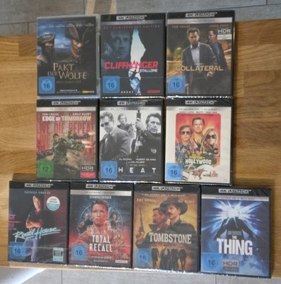 10 x 4k UHD Blu Ray Discs Paket (Cliffhanger,Heat,Tombstone,Road House...) NEU!