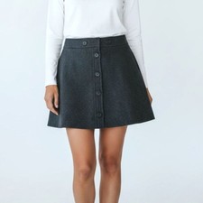Vintage 2006 Gap Wool Blend Button Front Mini Skirt Gray Size 6