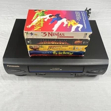 Panasonic Blue Line PV-V4022 VCR 4 Head + VHS Tapes Tested Works Great!