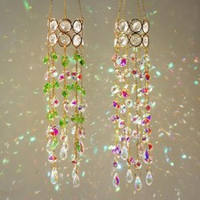 2 Pack Crystal Suncatchers - Rainbow Maker Prisms for Window Decor, 17" Indoor/O