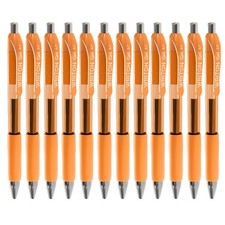 Retractable Refillable Gel Pens, Comfort Grip, 0.7mm Fine Point, Orange Ink