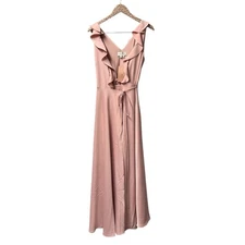 NEW BHLDN Sachin + Babi Tansy Wrap Dress Gown Sleeveless Ruffle Light Pink 4