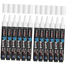  Paint Pens - Permanent Acrylic Paint Markers 12 Pack, Water-Based, Quick White