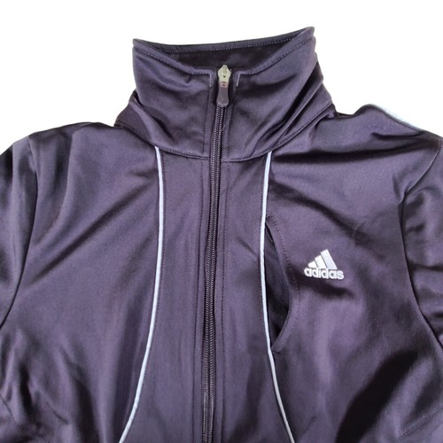 ADIDAS Track Jacket Boys Sz 5 Zipper White Stripe Logo High Collar Phone Pocket - Picture 6 of 10