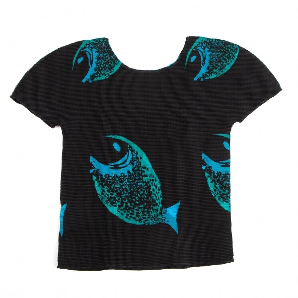 ISSEY MIYAKE me Fish Printed Stretch Pleats T Shirt Size F(K