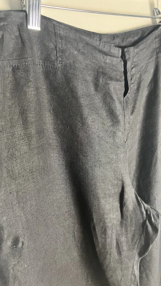 Philippe Adec Paris  Black High Rise Wide Leg 100% Linen Pants Size 12 NWOT - Image 3 of 4