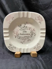 25th Anniversary Square Silver Embossed Ashtray Ash Tray