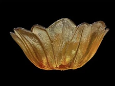 Vintage Orange Iridescent Carnival Glass Flower Bowl Candy/nuts Dish