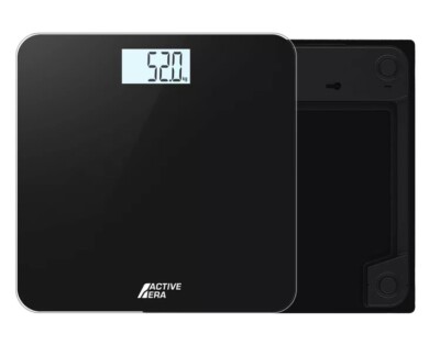 Active Era  Digital Badezimmer Körpergewicht Waage ultraflach Glas LCD schwarz