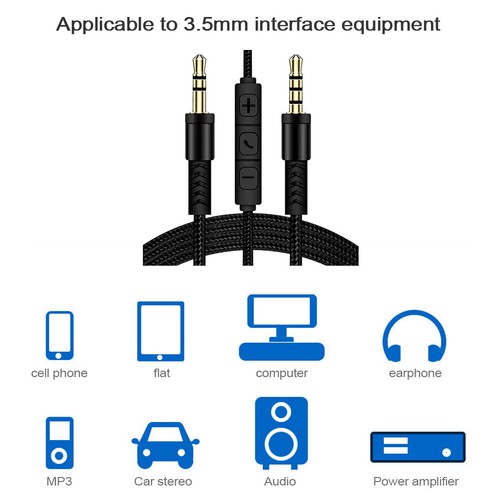 3.5mm Male to Male Mobile Phone Audio Headset with Mic Replacement Cable - Picture 7 of 16