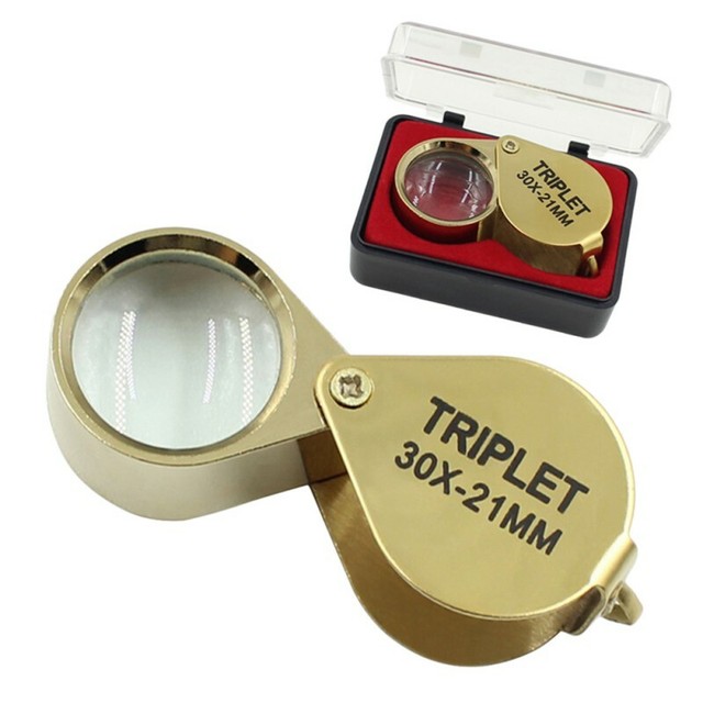 Portable 30x Power 21mm Jewelers Magnifier Foldable Gold