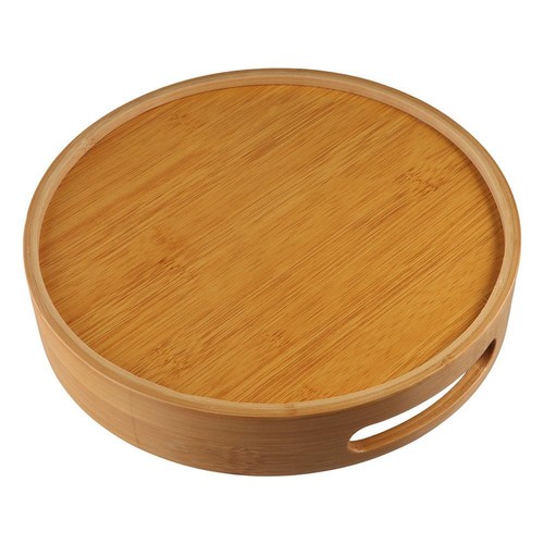 Round Wooden Serving Tray Tea Food Server Kitchen Wooden Tray 25/30/35/40cm UK - Picture 5 of 16