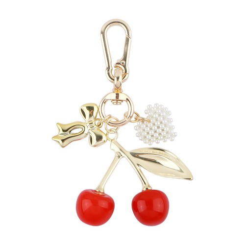 Boutiques Handbag Pendant Keychain Cherry Bag Charm With Key Ring Womens Exquisite *