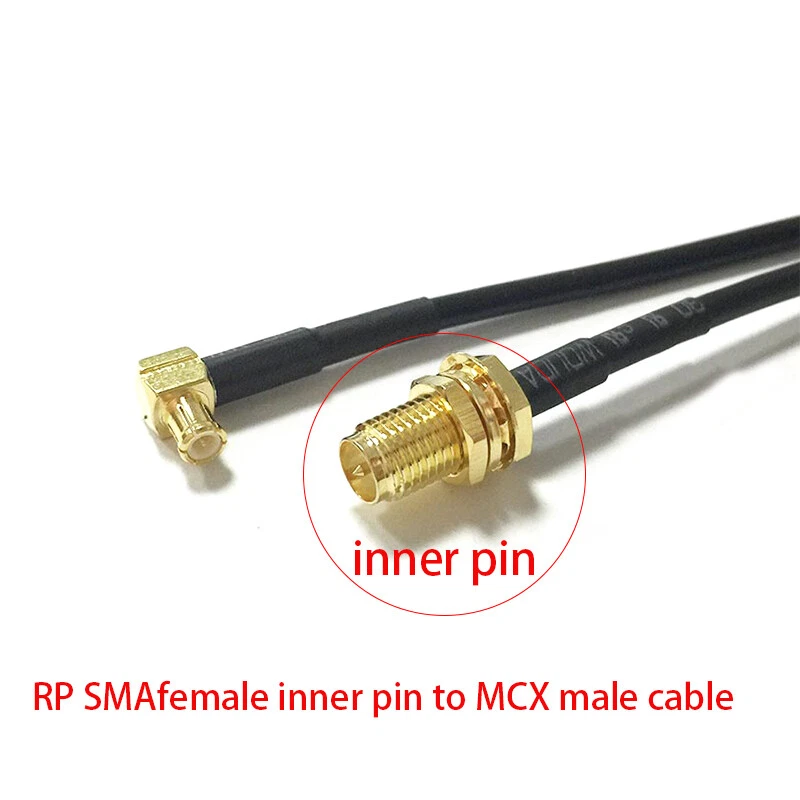 MCX male right angle to RP SMA female jack RF cable RG174 8" for wireless card - Image 2 of 4