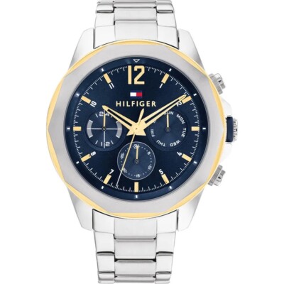 Tommy Hilfiger Men's Lars Two Tone IP Stainless Steel Blue Dial Watch - 1792059